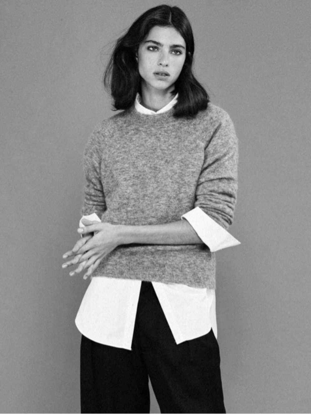 Zara Heather Gray Alpaca Wool Blend Cozy Crewneck Sweater